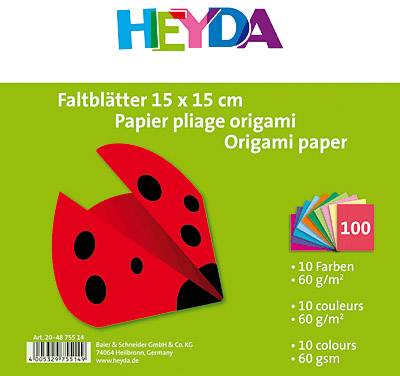 Heyda Faltblätter/204875514 15x15 cm sortiert 60 g/qm Inh.100 Blatt
