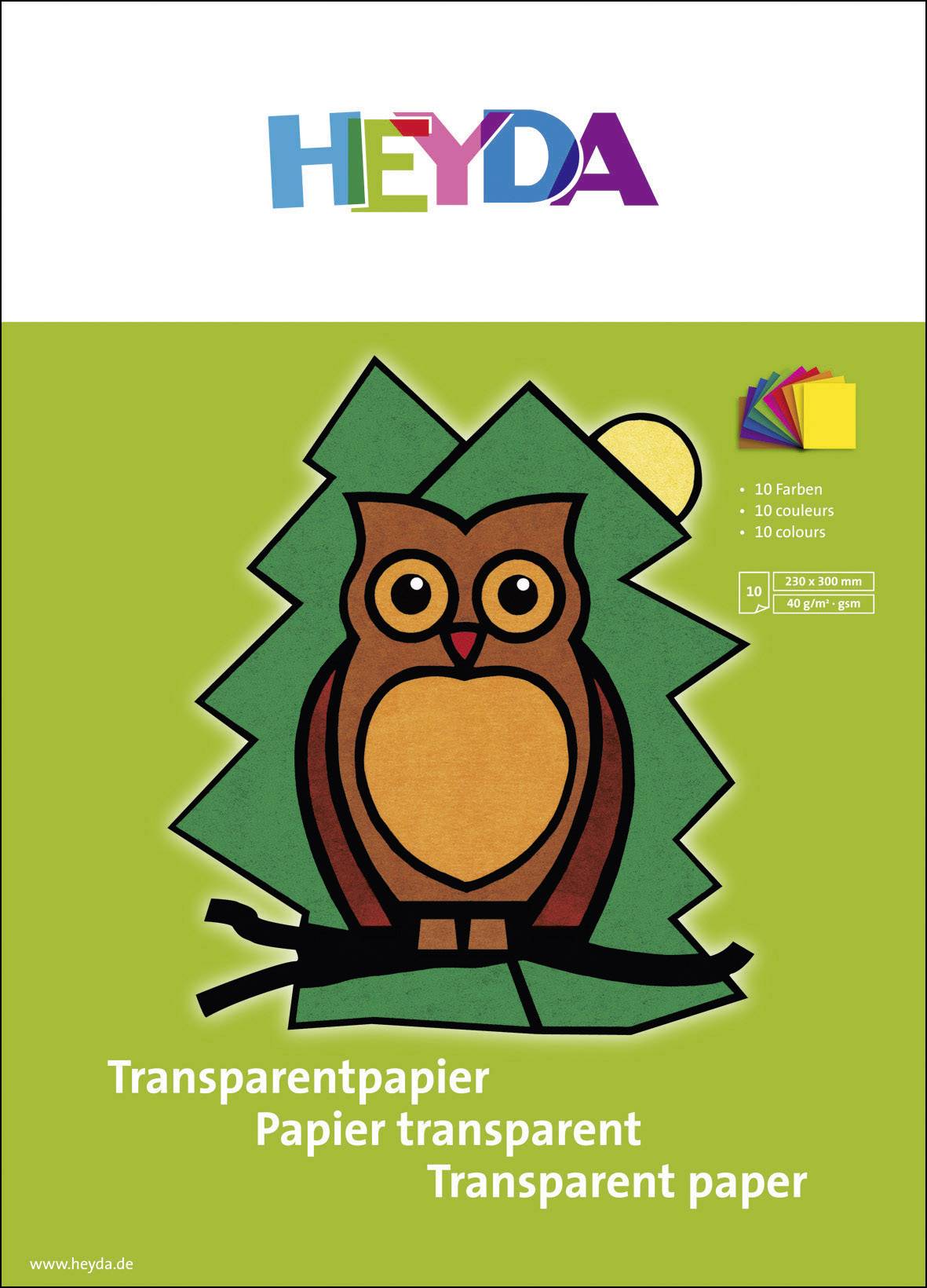 Heyda Transparentpapier/2048021 24,5x34 cm sortiert 40 g/qm Inh.10 Blatt