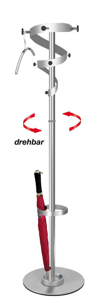 kerkmann Garderobenständer Ohio, 9 Haken, drehbar, alusilber (71400031)