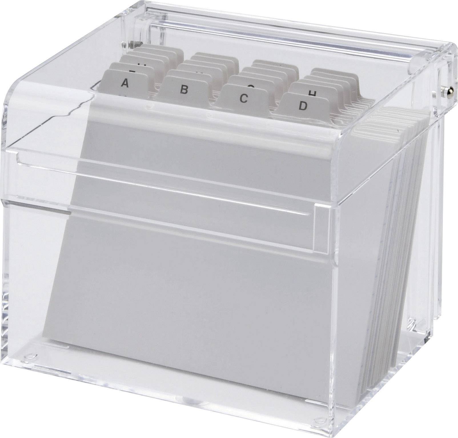 Karteikasten Acryl A6 quer glasklar gefüllt