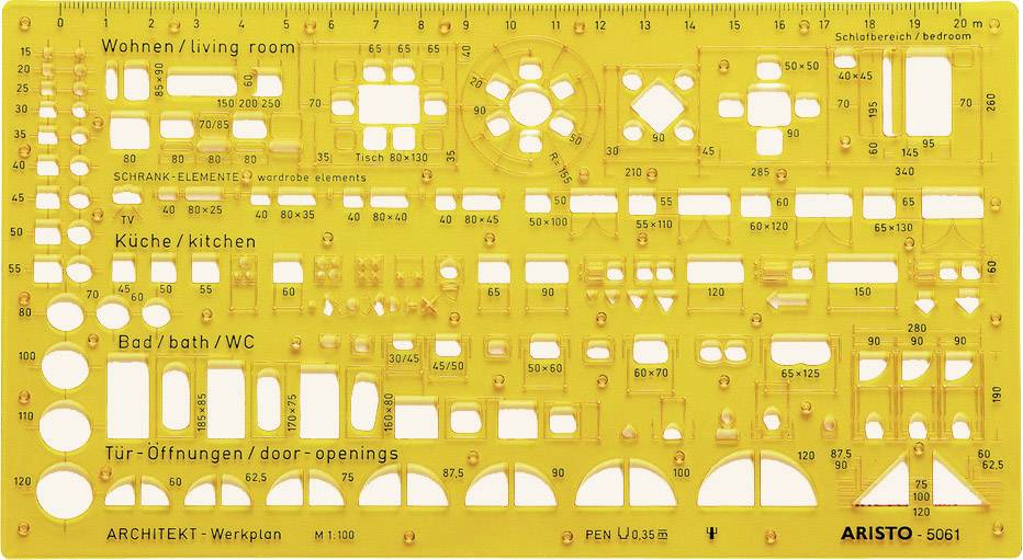 Schablone Werkplan 1:100 gelb