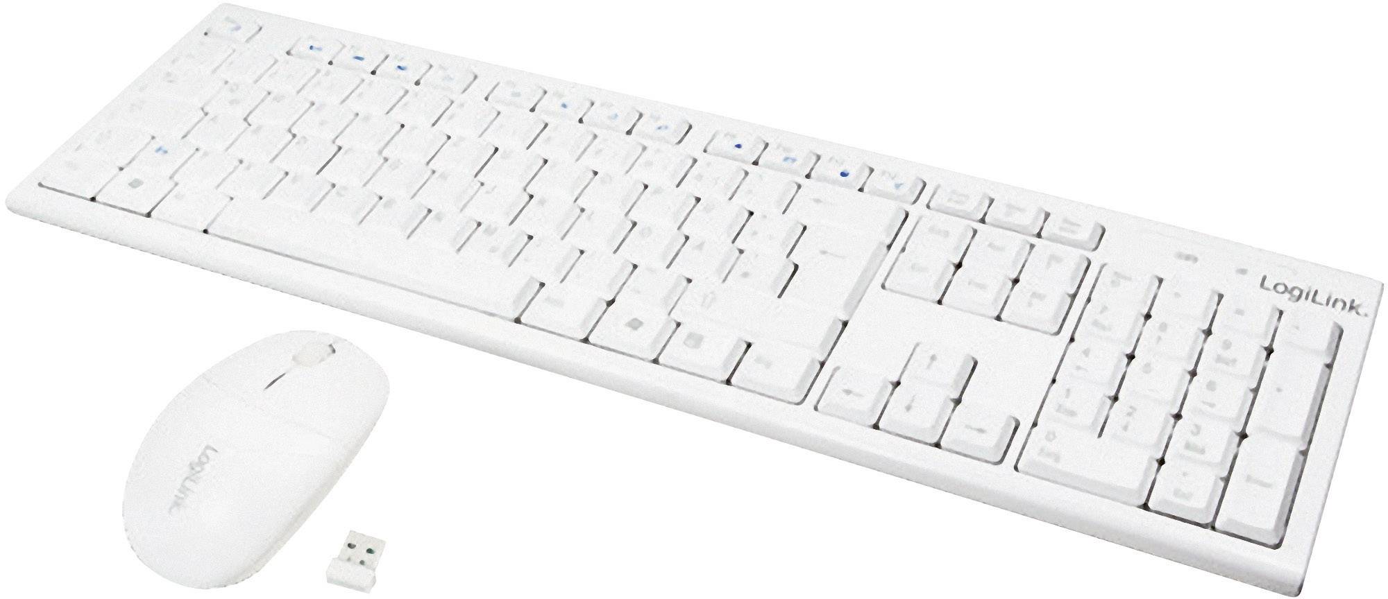 LogiLink ID0104W Funk Tastatur, Maus-Set Deutsch, QWERTZ Weiß
