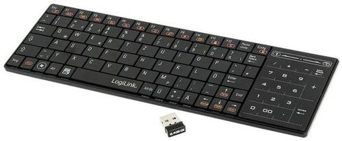 LogiLink ID0106 Funk Tastatur Deutsch, QWERTZ, Windows® Schwarz Integriertes Touchpad