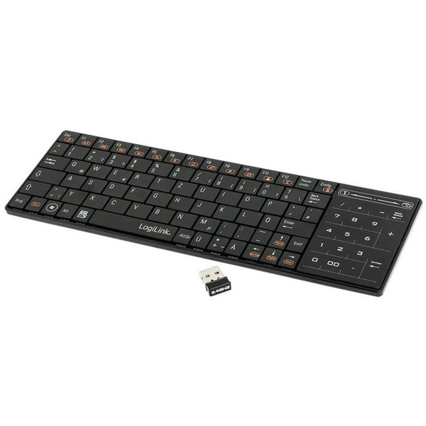 LogiLink ID0106 Funk Tastatur Deutsch, QWERTZ, Windows® Schwarz Integriertes Touchpad