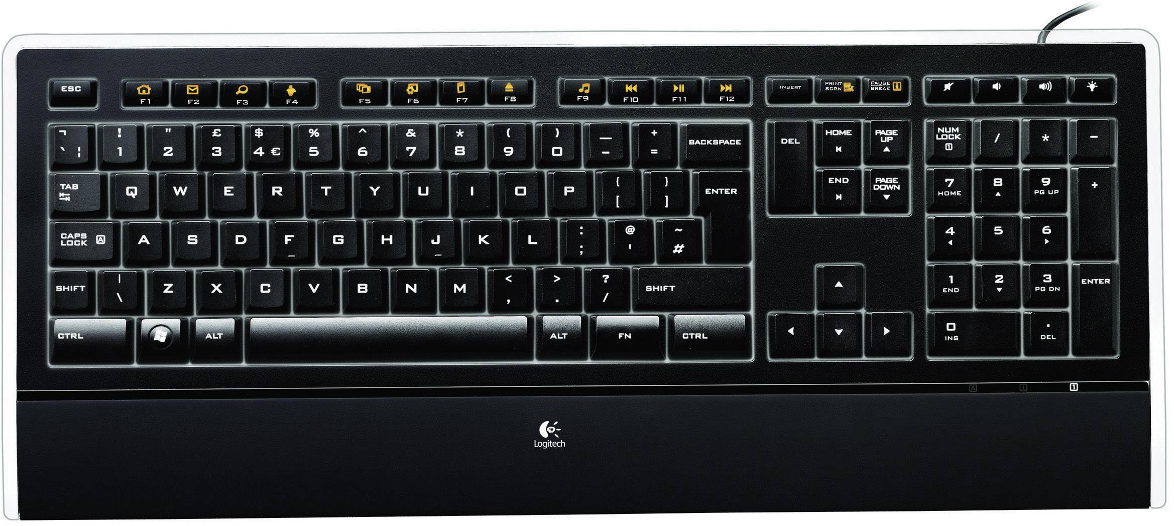 Logitech K740 Illuminated Keyboard USB Tastatur Deutsch, QWERTZ, Windows® Schwarz Beleuchtet