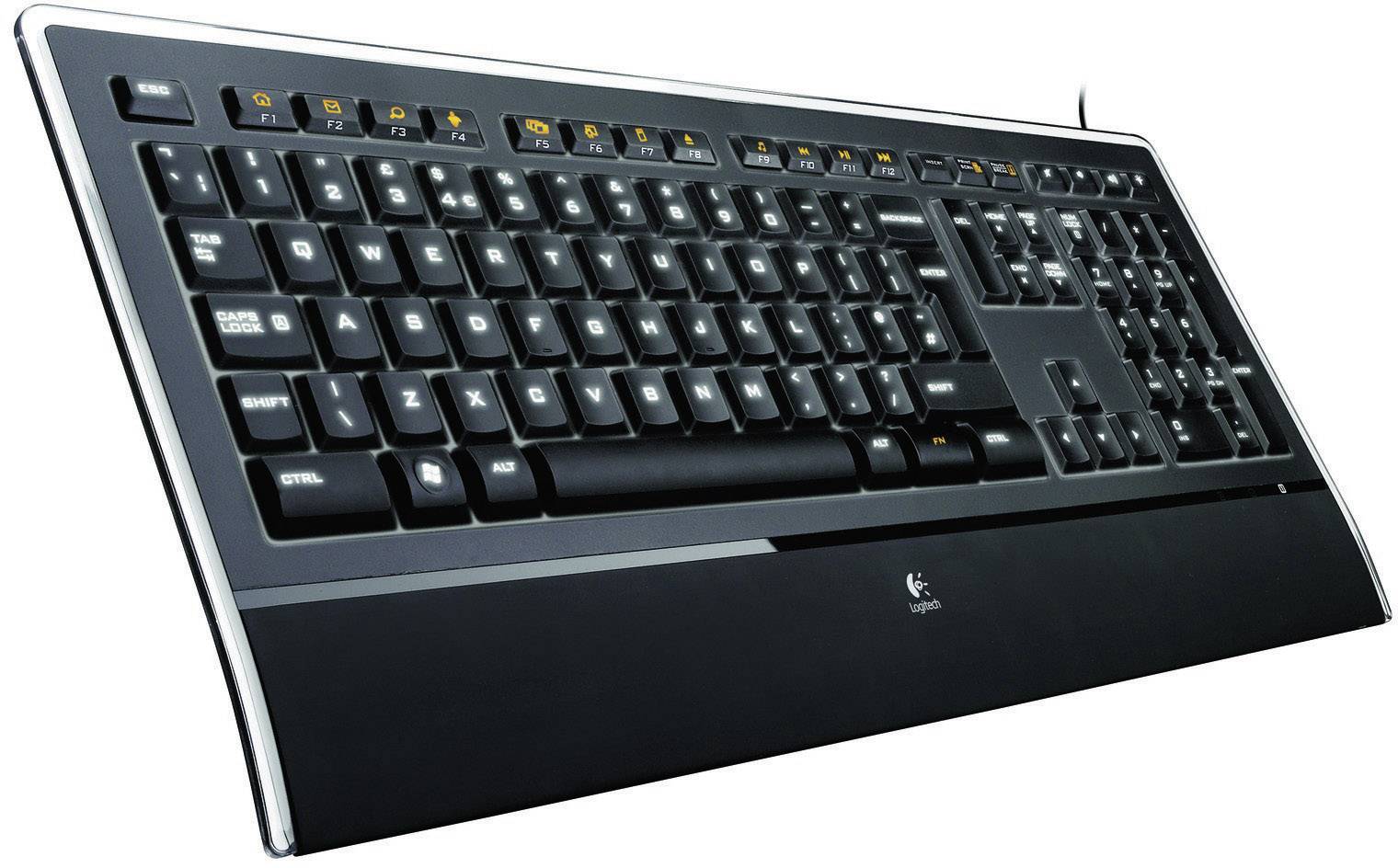 Logitech K740 Illuminated Keyboard USB Tastatur Deutsch, QWERTZ, Windows® Schwarz Beleuchtet