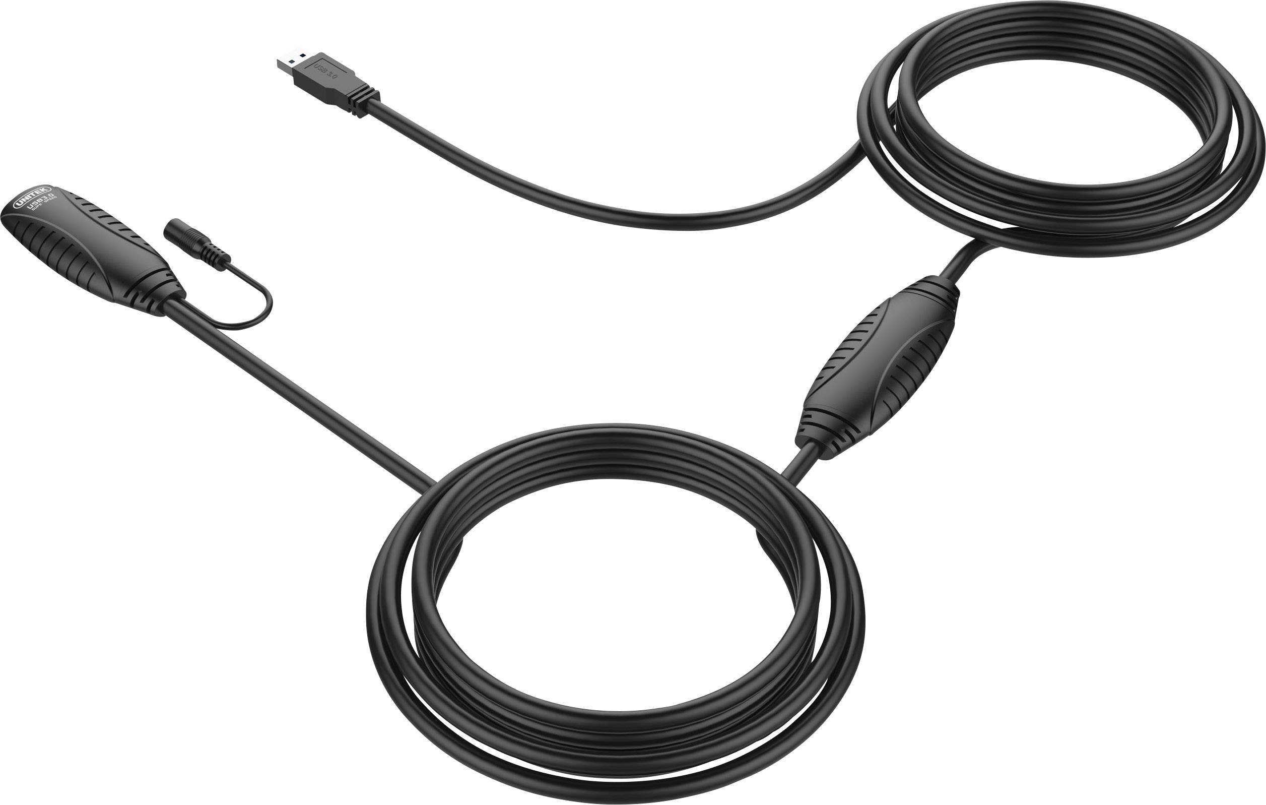 USB 3.2 Gen 1 (USB 3.0) aktives Verlängerungskabel [1x USB 3.2 Gen 1 Stecker A (USB 3.0) - 1x USB 3.2 Gen 1 Buchse A (USB 3.0)] 10.00 m Schwarz UL-ze
