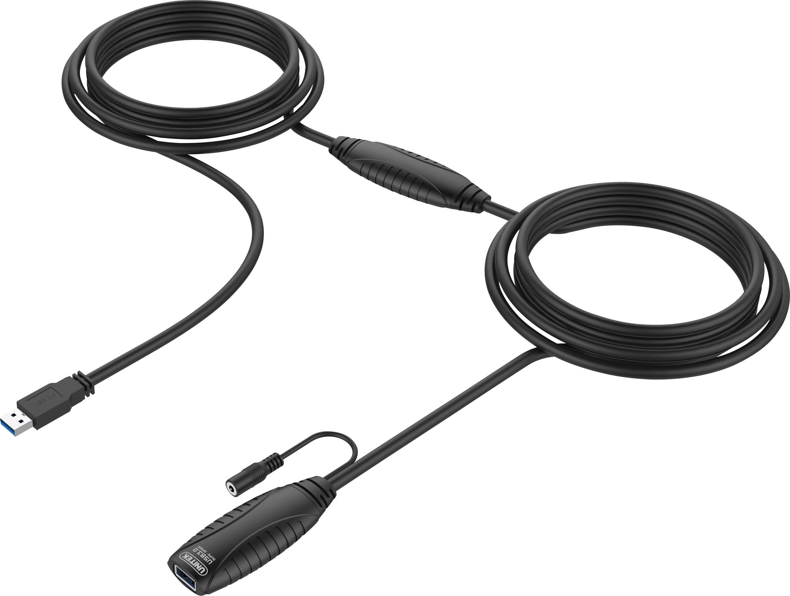 USB 3.2 Gen 1 (USB 3.0) aktives Verlängerungskabel [1x USB 3.2 Gen 1 Stecker A (USB 3.0) - 1x USB 3.2 Gen 1 Buchse A (USB 3.0)] 10.00 m Schwarz UL-ze