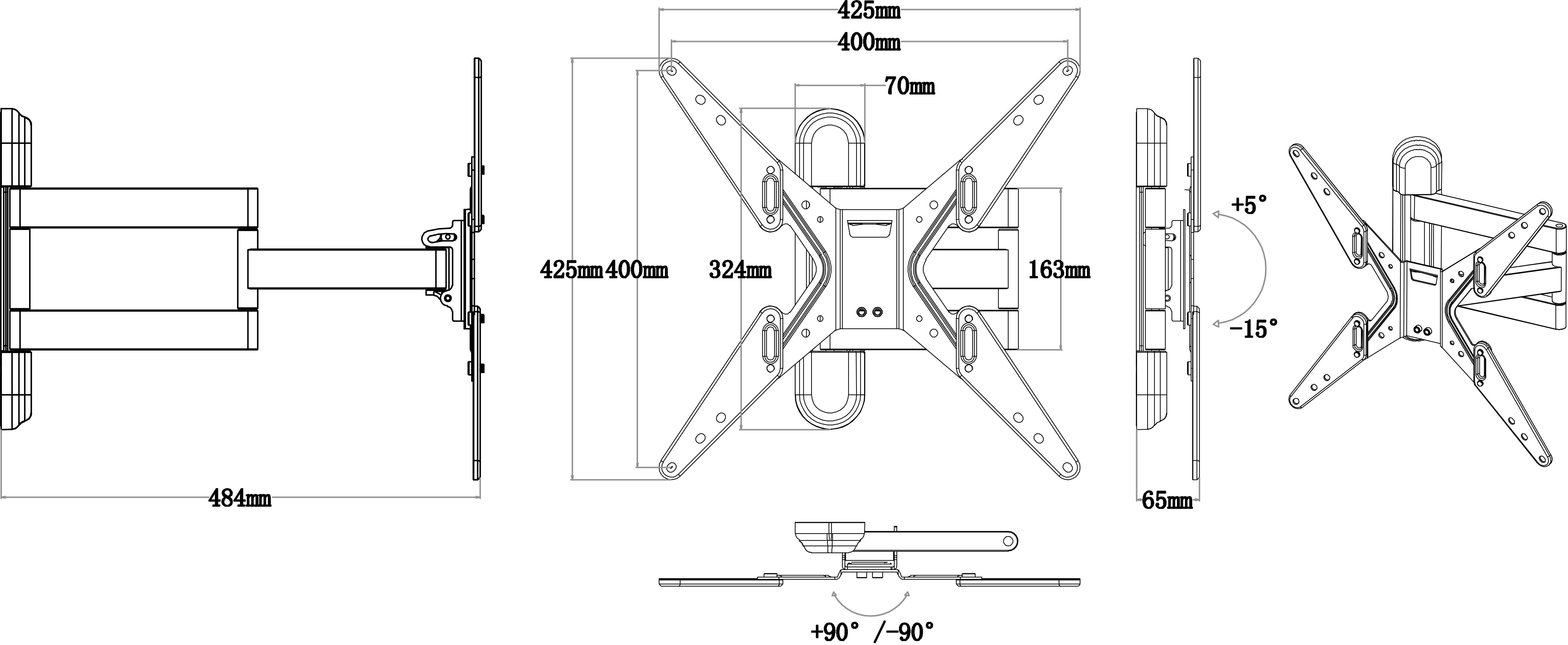 SpeaKa Professional TV-Wandhalterung 66,0cm (26") - 109,2cm (43") Neigbar+Schwenkbar