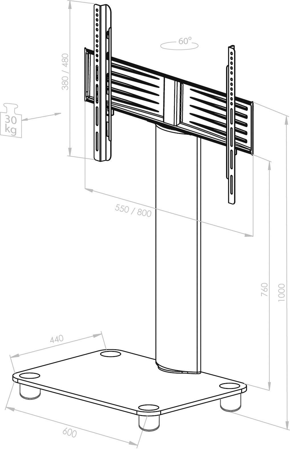 VCM Tosal TV-Standfuß 81,3 cm (32") - 152,4 cm (60") Schwenkbar