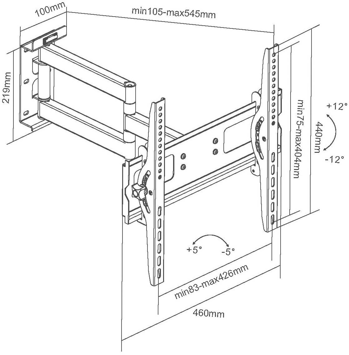 VCM WS200 TV-Wandhalterung 61 cm (24") - 127,0 cm (50") Neigbar, Schwenkbar
