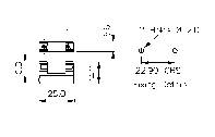 Elektrisches Schaltplansymbol mit Maßen: 22,0 mm Höhe, 22,0 mm Breite. Beschriftungen 'C' und '22.0'. Dient zur Positionierung.
