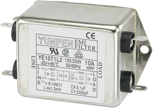 Yunpen YE10T1L2 Entstörfilter 250 V/AC 10A 1.2 mH (L x B x H) 75 x 51 x 37mm 1St.