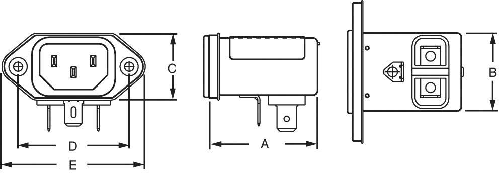 TE Connectivity 1-6609006-4 1-6609006-4 Netzfilter mit Kaltgerätebuchse 250 V/AC 10A 0.35 mH 1St.