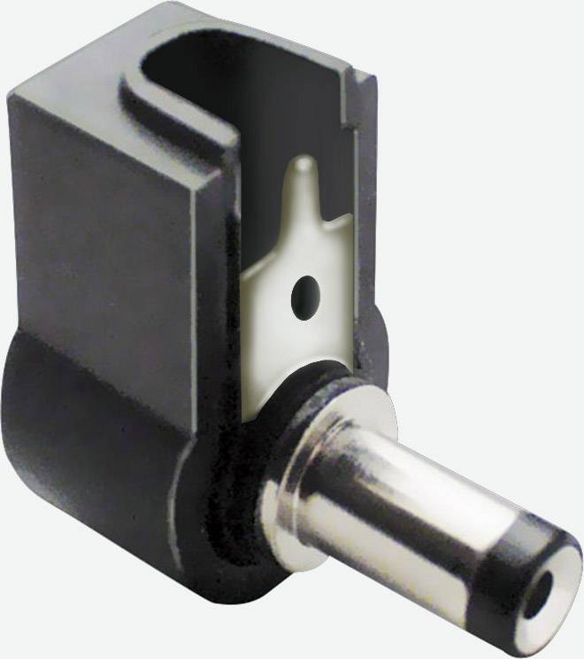 Zylinderförmiger Metallstift mit schwarzer Halterung, vermutlich ein mechanisches oder elektronisches Bauteil.