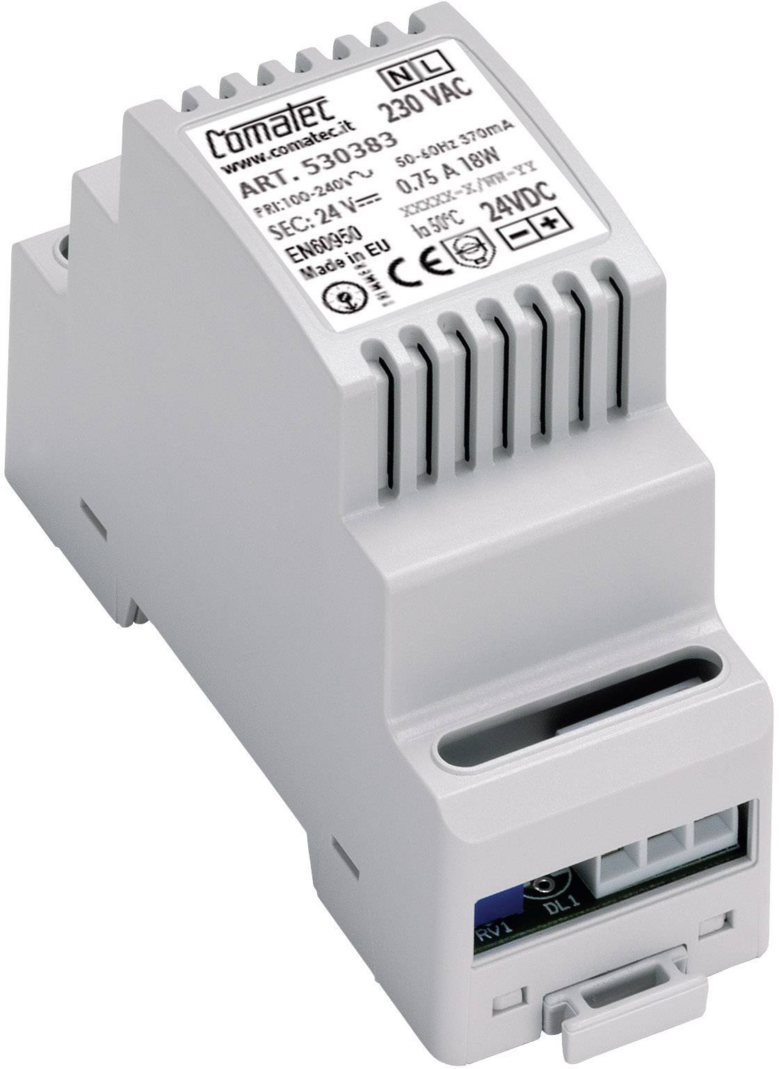 Elektronisches Gerät im grauen Gehäuse mit Lüftungsschlitzen. Beschriftungen auf der Oberseite zeigen technische Details und Spezifikationen.