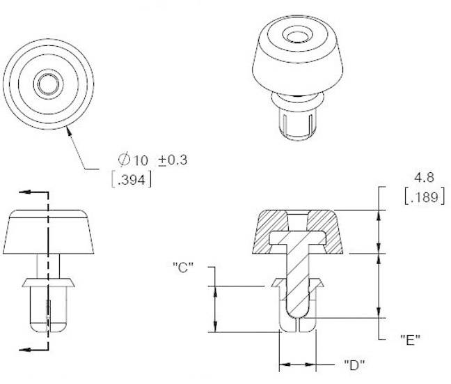 Richco FSR-1 Gehäusefuß mit Spreizbefestigung Plattenstärke (max.) 2.1 mm Polyamid Schwarz