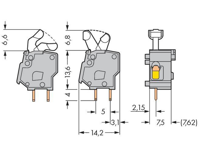 WAGO 257-752 Federkraftklemmblock 2.50mm² Polzahl 1 Dunkelgrau 400St.