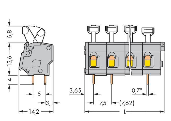 WAGO 257-558 Federkraftklemmblock 2.50mm² Polzahl 8 Grau 80St.