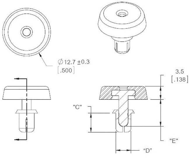 Richco FSR-6 Gehäusefuß mit Spreizbefestigung Plattenstärke (max.) 3.5mm Polyamid Schwarz