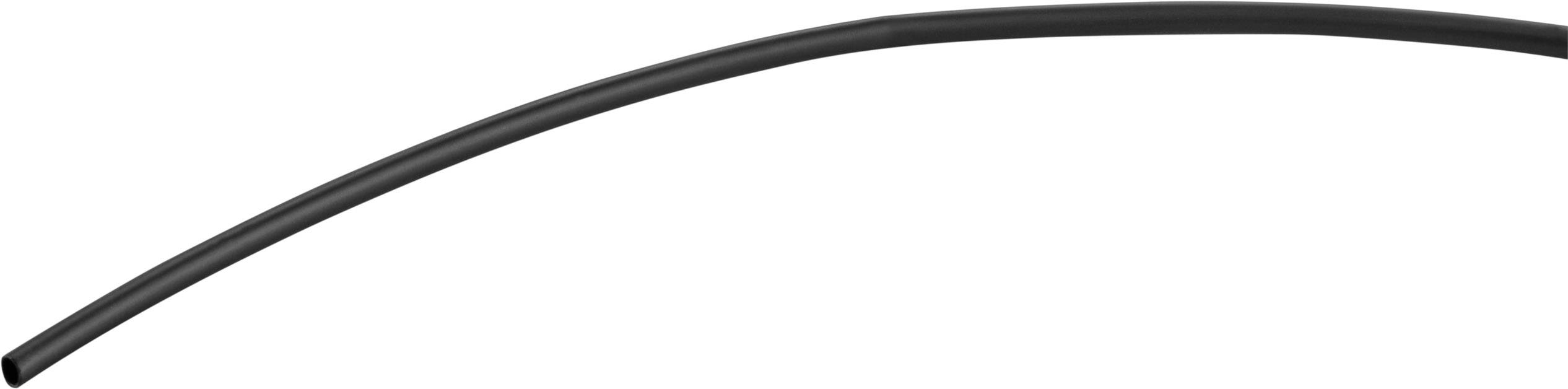 Ein schwarzes, gebogenes Kabel oder Schlauch vor einem weißen Hintergrund.