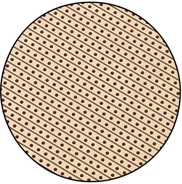 Kreis mit diagonalen, parallelen Linien und gleichmäßig verteilten Punkten auf beigem Hintergrund.