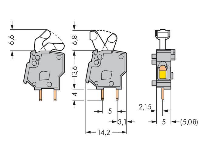 WAGO 257-842 Federkraftklemmblock 2.50mm² Polzahl 1 Dunkelgrau 500St.