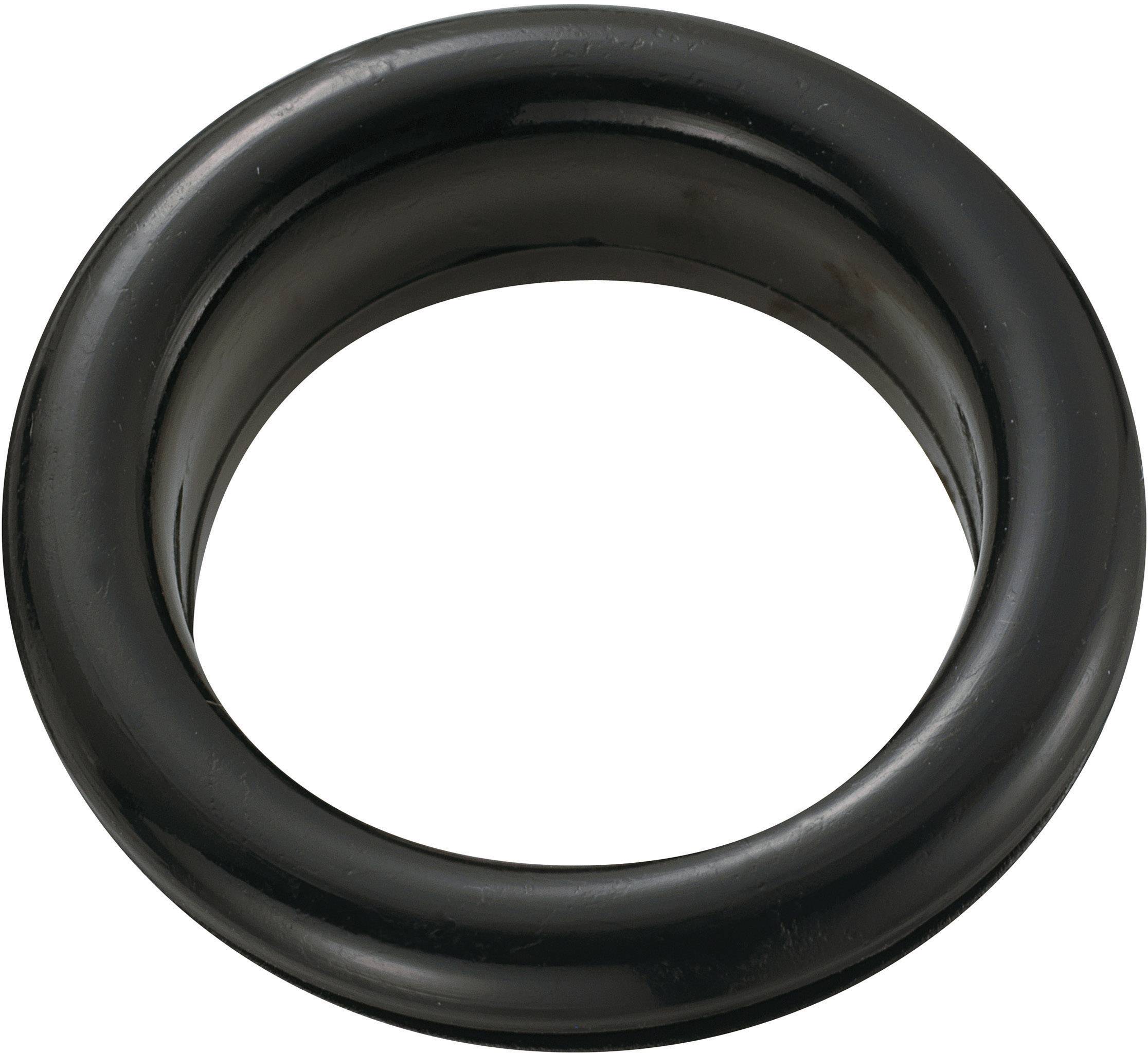 Ein schwarzer, hohler Ring aus glänzendem Material.