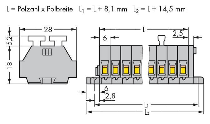 WAGO 261-110/341-000 Klemmenleiste 6mm Zugfeder Belegung: L Grau 25St.