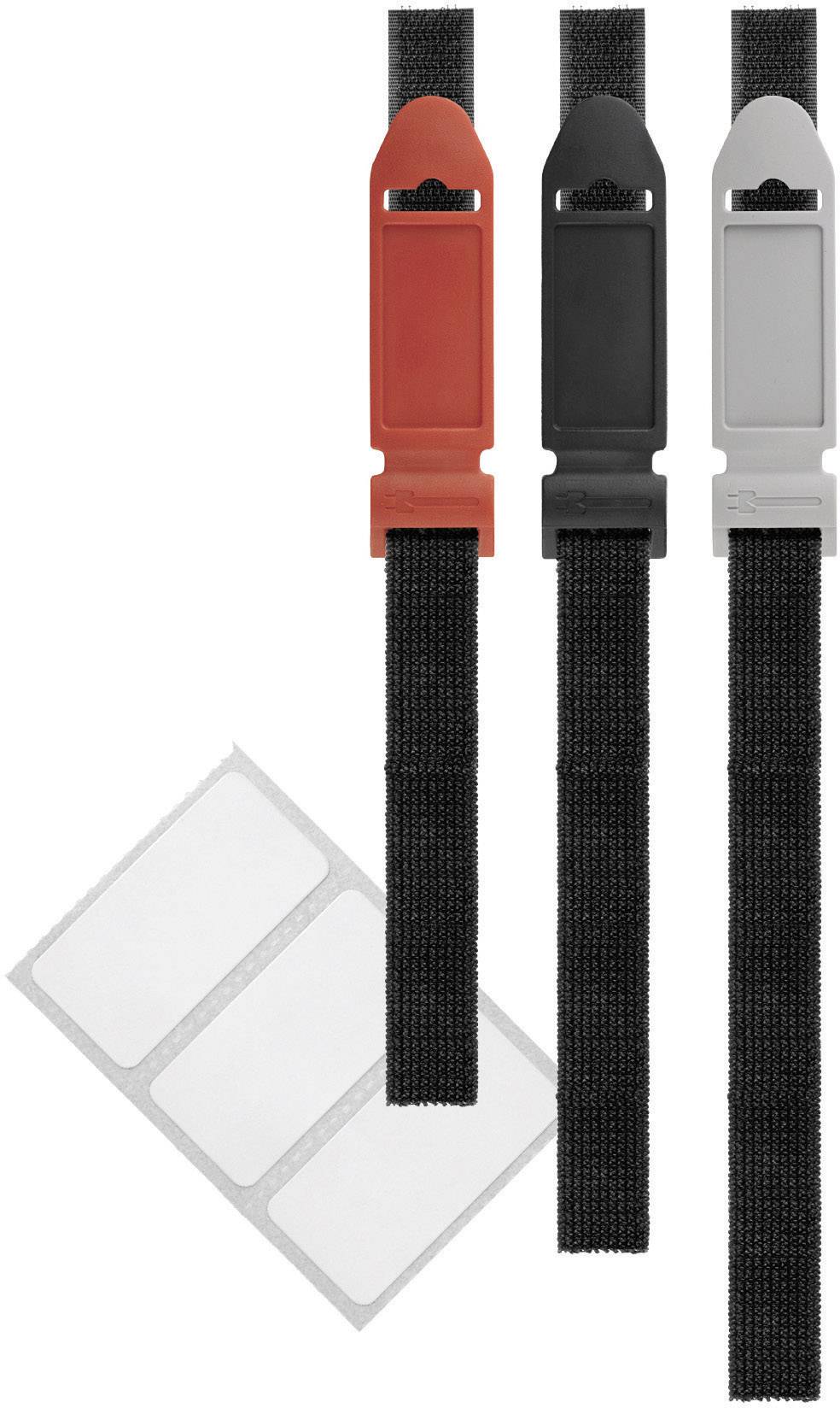 Label the Cable 2314 Klettkabelbinder zum Kennzeichnen Rot, Schwarz, Grau 3 St.