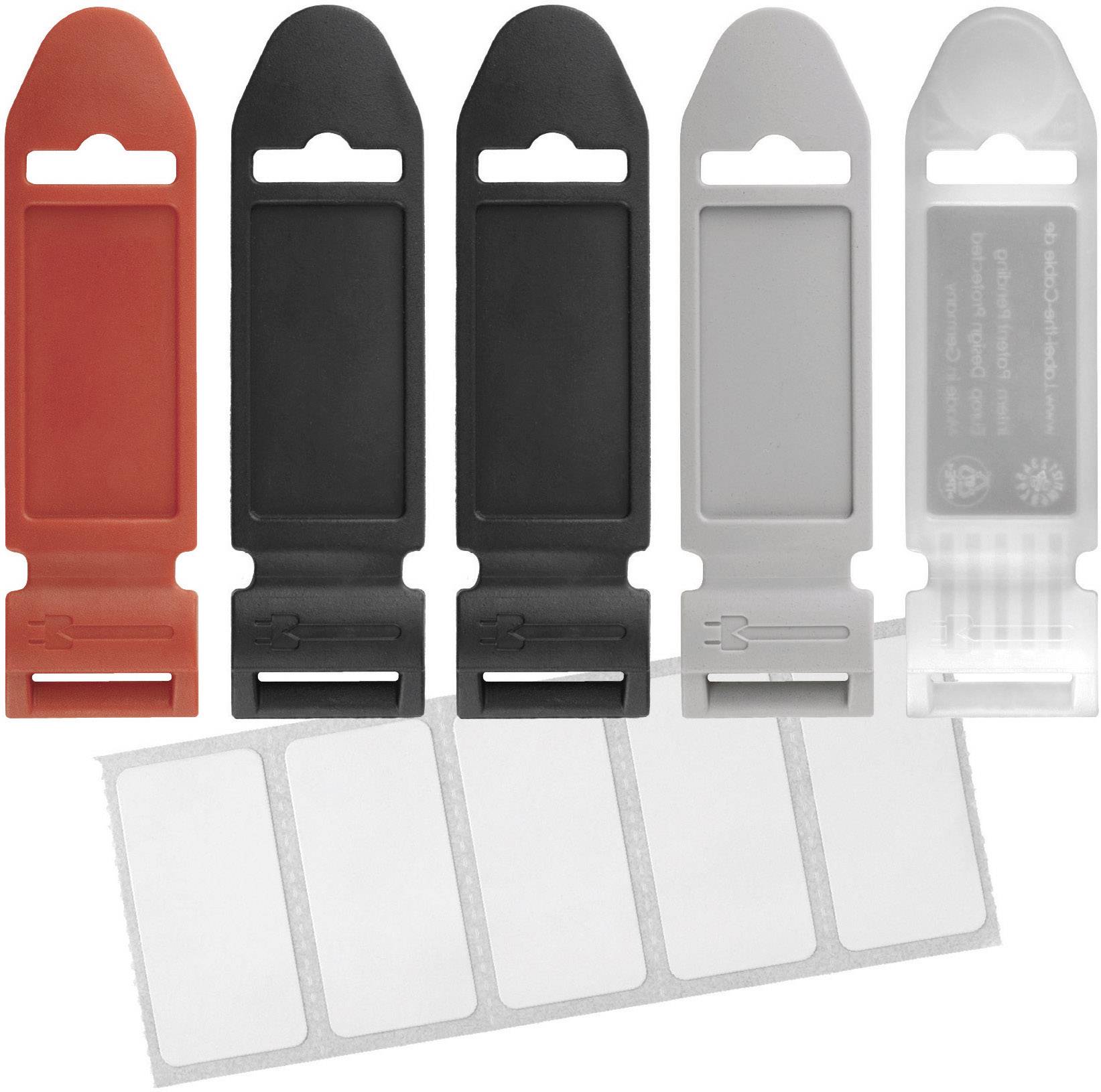 Label the Cable 2751 Klett-Beschriftungsfelder zum Kennzeichnen Schwarz, Rot, Grau, Transparent 5 St.