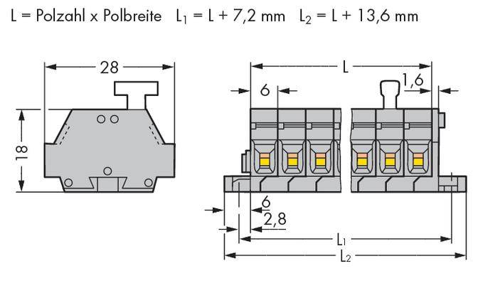 WAGO 261-422/331-000 Klemmenleiste 6mm Zugfeder Belegung: L Grau 100St.