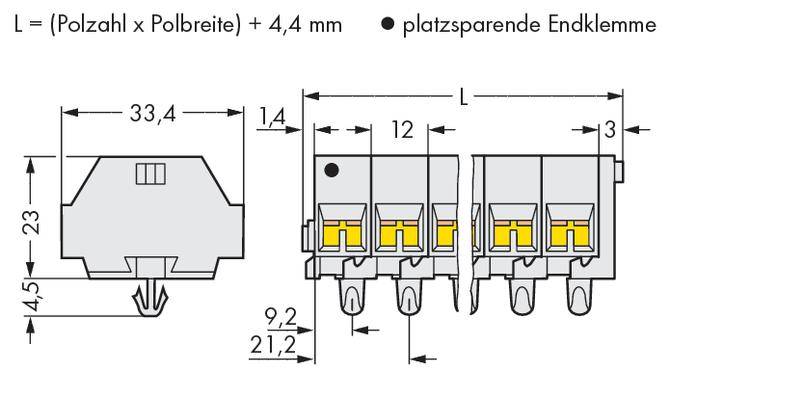 WAGO 262-291 Klemmenleiste 12mm Zugfeder Belegung: L Grau 25St.