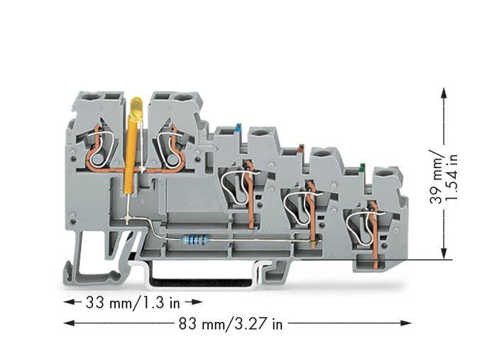 WAGO 270-570/281-507 Initiatorenklemme 5mm Zugfeder Belegung: L Grau 50St.