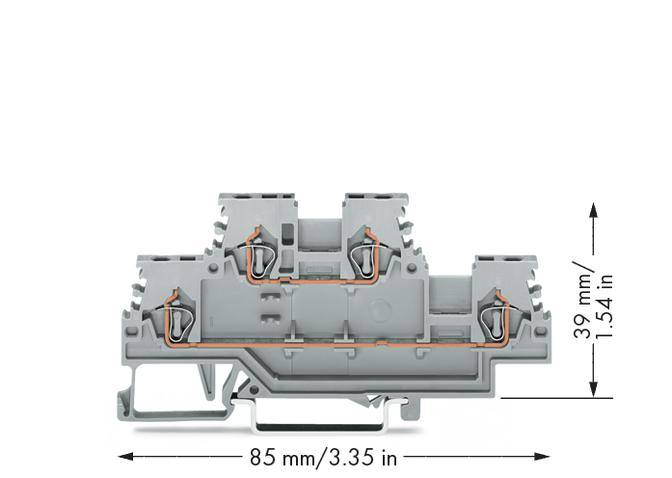 WAGO 279-501 Doppelstock-Durchgangsklemme 4mm Zugfeder Belegung: L, L Grau 50St.