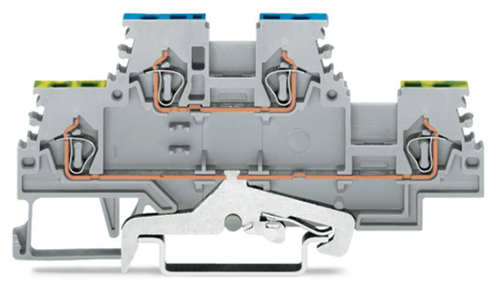 WAGO 279-527 Doppelstock-Schutzleiterklemme 4 mm Zugfeder Belegung: PE, L Grau 50 St.