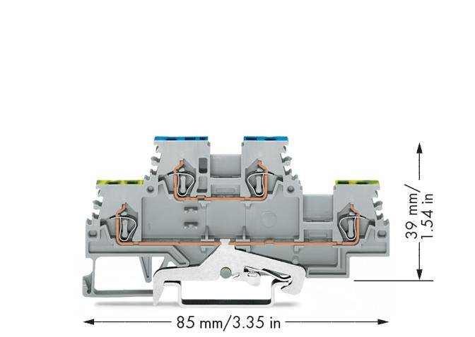 WAGO 279-517 Doppelstock-Schutzleiterklemme 4 mm Zugfeder Belegung: PE, N Grau 50 St.