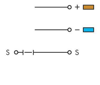 Darstellung eines elektrischen Schaltplandiagramms mit Symbolen für Widerstände und Verbindungspunkte.