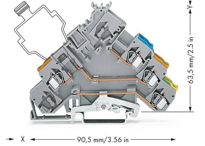 WAGO 280-575 Aktorenklemme 5 mm Zugfeder Belegung: L Grau 50 St.