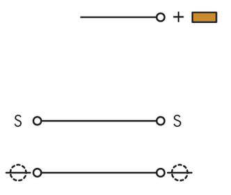 'Drei elektrische Schaltkreisdiagramme: Einfache Leitung mit Batterie; Doppelte Leitung mit 