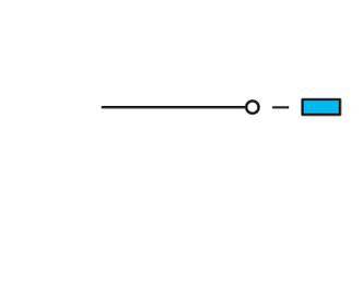 Diagramm zeigt eine horizontale Linie mit einem Kreis in der Mitte und einem blauen rechteckigen Abschnitt rechts.