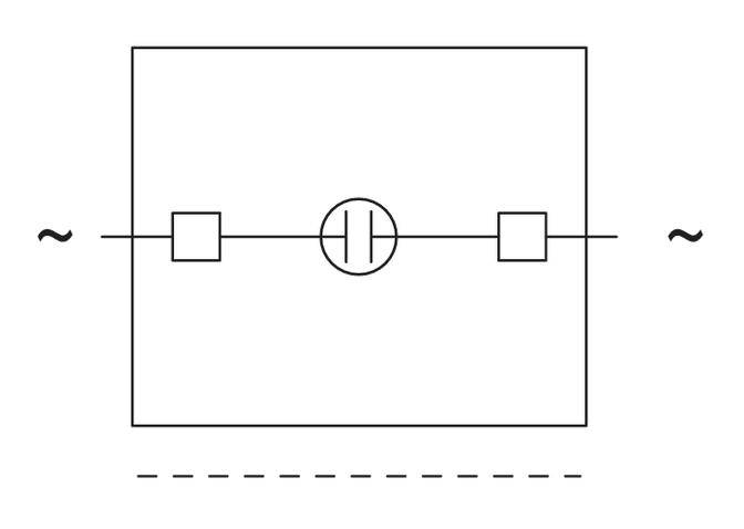 Elektronisches Schaltbild eines Gleichrichters mit zwei Dioden und Kondensator, zeigt Wechselstrom zu Gleichstrom Umwandlung.