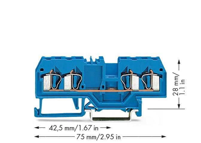 WAGO 280-834 Durchgangsklemme 5mm Zugfeder Belegung: N Blau 100St.