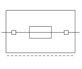 Schema eines einfachen elektrischen Schaltkreises mit Widerstand und zwei Anschlüssen, die durch Linien verbunden sind.