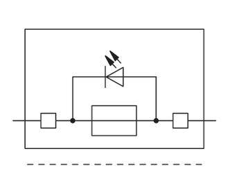 Schaltsymbol einer Diode in einem Rechteck, umgeben von Linien und Kästen; repräsentiert einen elektronischen Schaltkreis.
