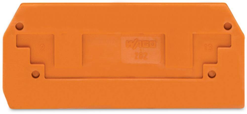 Oranges Kunststoffgehäuse mit der Aufschrift 'Wago 787', möglicherweise ein Teil eines elektrischen oder mechanischen Geräts.