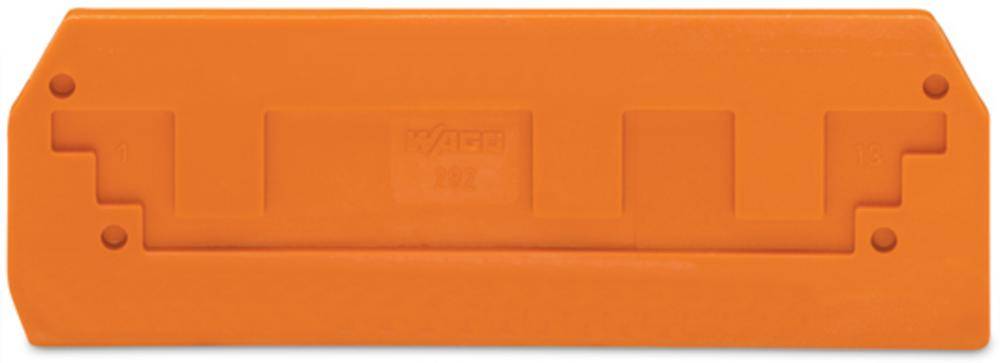 Oranger Kunststoffblock mit rechteckiger Form und angedeuteten Noppen auf der Oberseite, geeignet als Bautenteil oder Halterung.