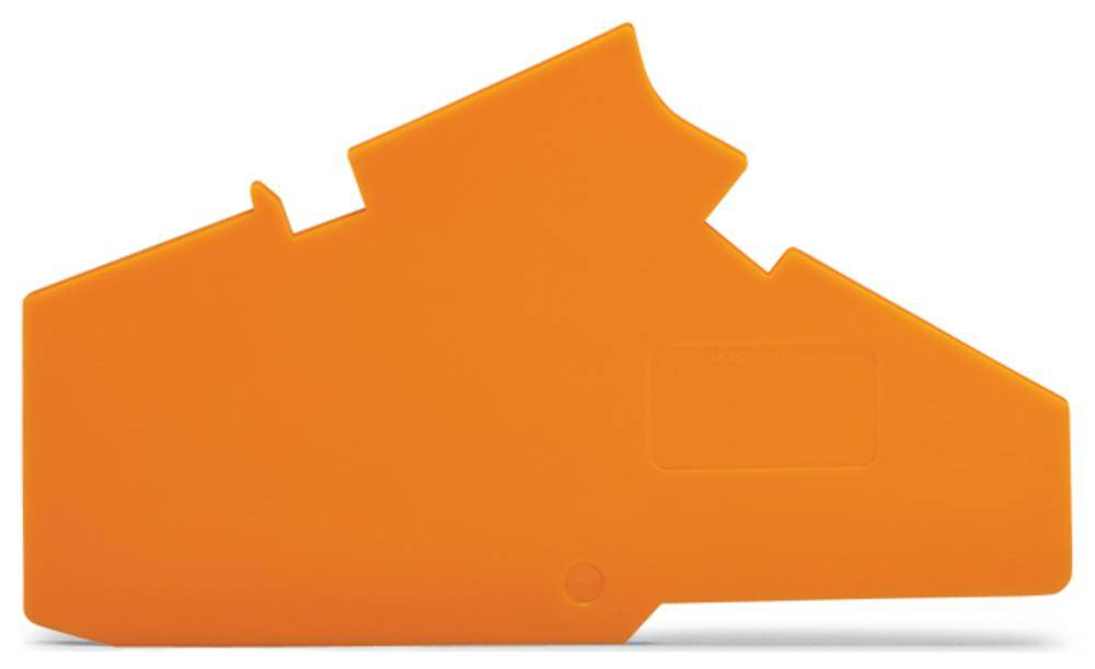 Eine orangefarbene Kunststoffform mit unregelmäßigen Kanten; sieht aus wie ein abstraktes oder stilisiertes Objekt.