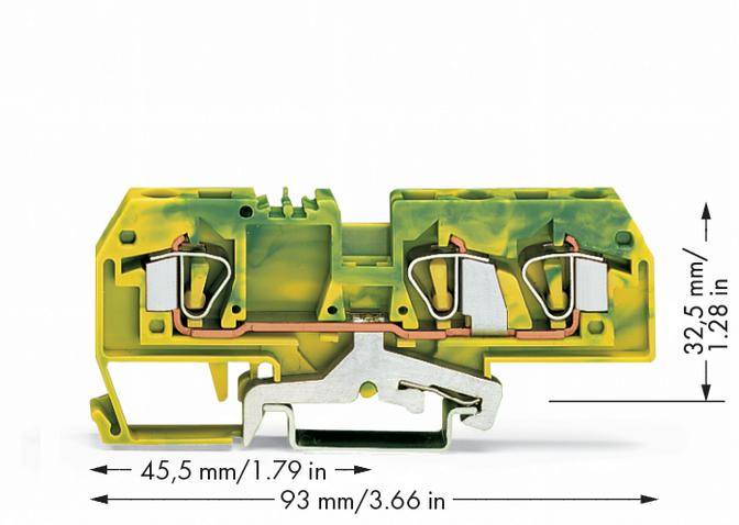 WAGO 282-687 Schutzleiterklemme 8 mm Zugfeder Belegung: PE Grün, Gelb 25 St.