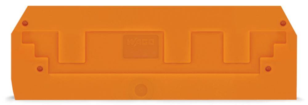 Ein orangefarbenes Kunststoffformteil mit symmetrischen Aussparungen und erhabener Mitte. Hauptsächlich dekorativ oder für spezifische Anwendungen nutzbar.